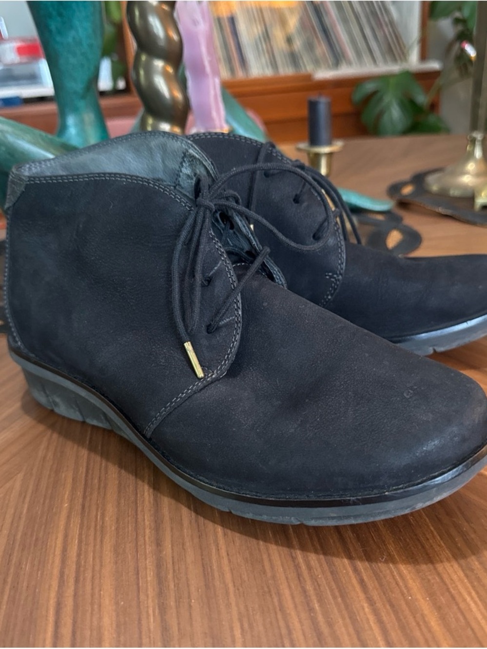 Women’s Black Suede Booties - Lace-Up Casual